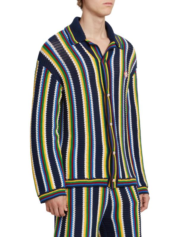 #3: بلوزة مخططة بأكمام طويلة من مزيج القطن والكروشيه - القوات البحرية