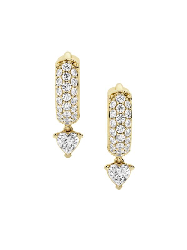 أقراط هوجي هوب من الذهب الأصفر عيار 14 قيراطًا من الذهب الأصفر عيار 0.50 TCW والماس المزروع في المختبر