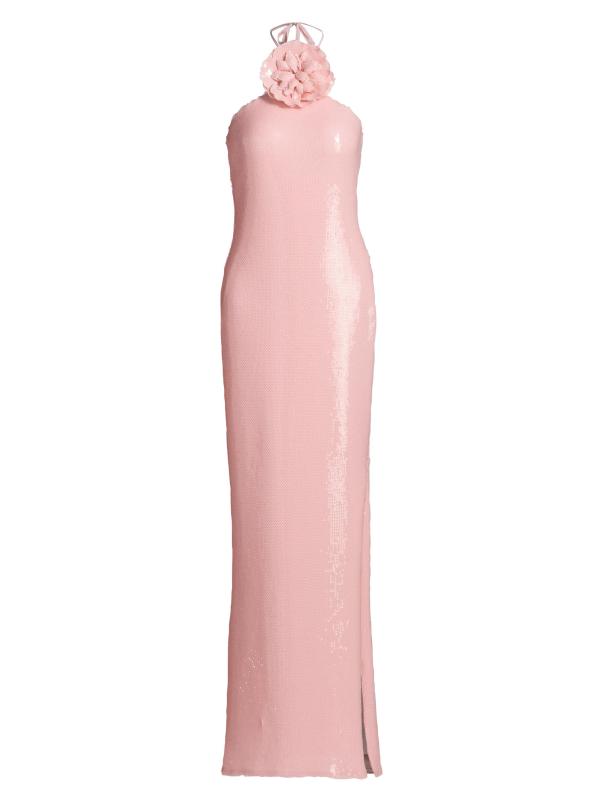 فستان كوكتيل هالتر مزيّن بالأزهار