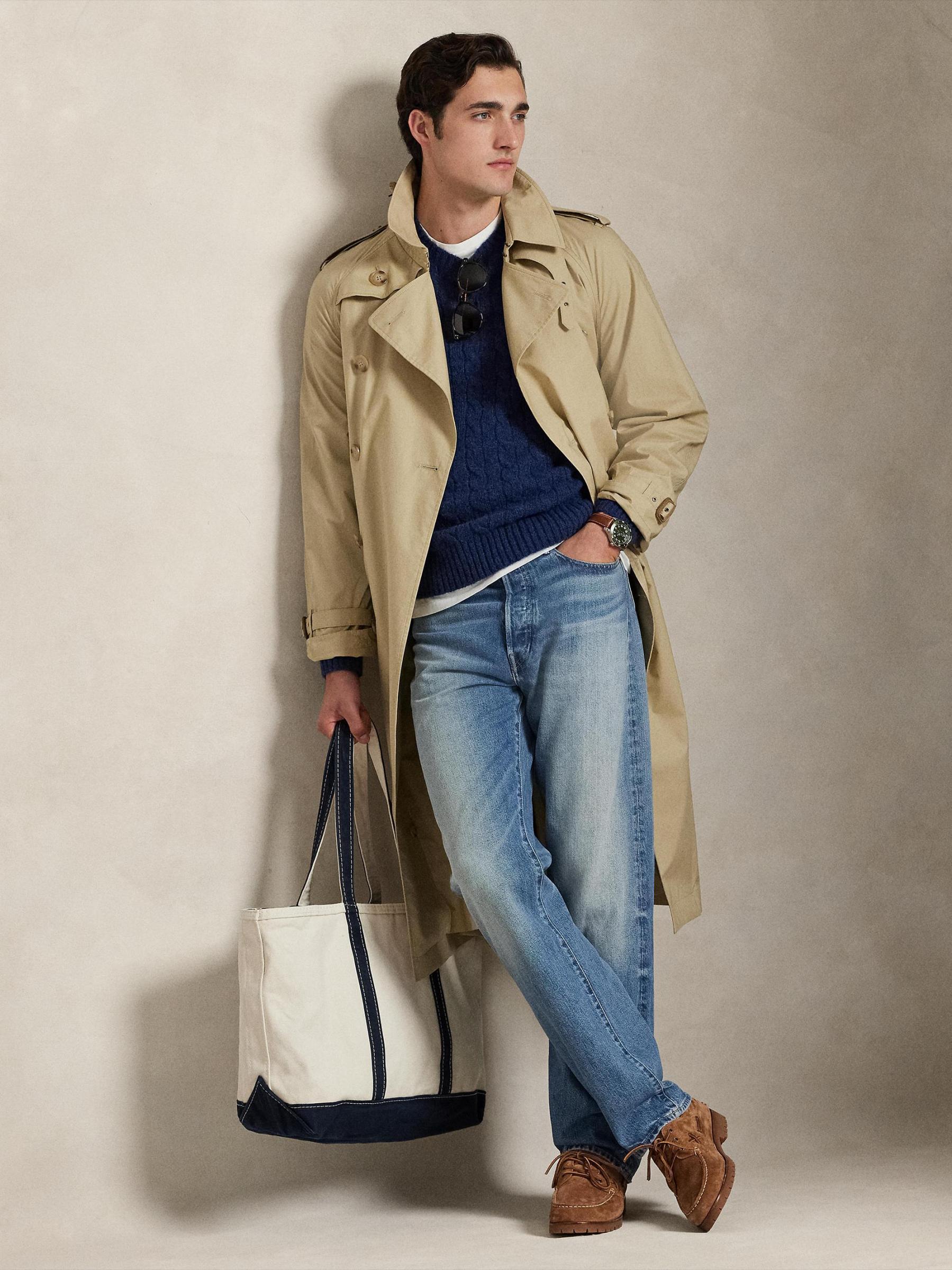 Wool-Blend & Suede Cable-Knit Sweater