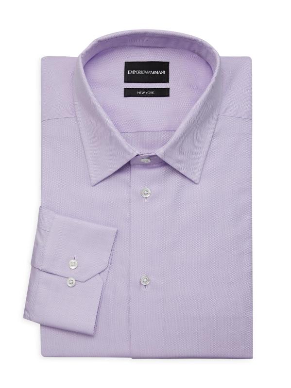 #1: قميص من القطن المنقوش بأزرار أمامية - أرجواني