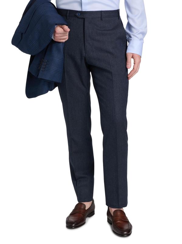 #2: بنطال من الصوف والقطن من الأمام مسطّح - أزرق متوسط صلب