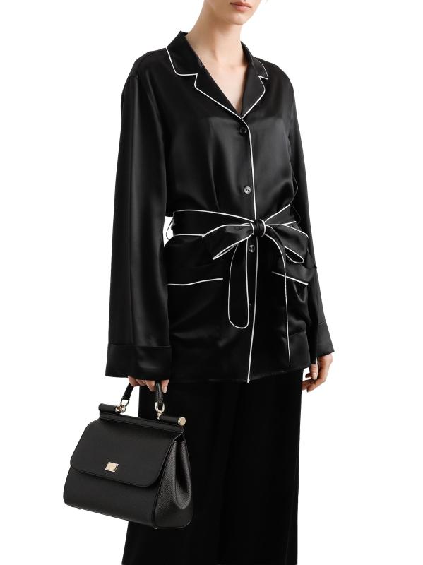 Dolce & Gabbana シシリー ラージ ハンドバッグ ブラック DOLCE&GABBANA - シシリーラージレザーハンドバッグ を