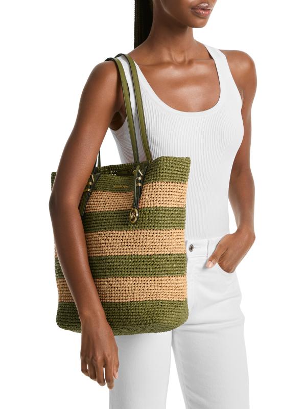 MICHAEL KORS ストロー トートバッグ MICHAEL Michael Kors - ストライプ・ストロー・トートバッグ を