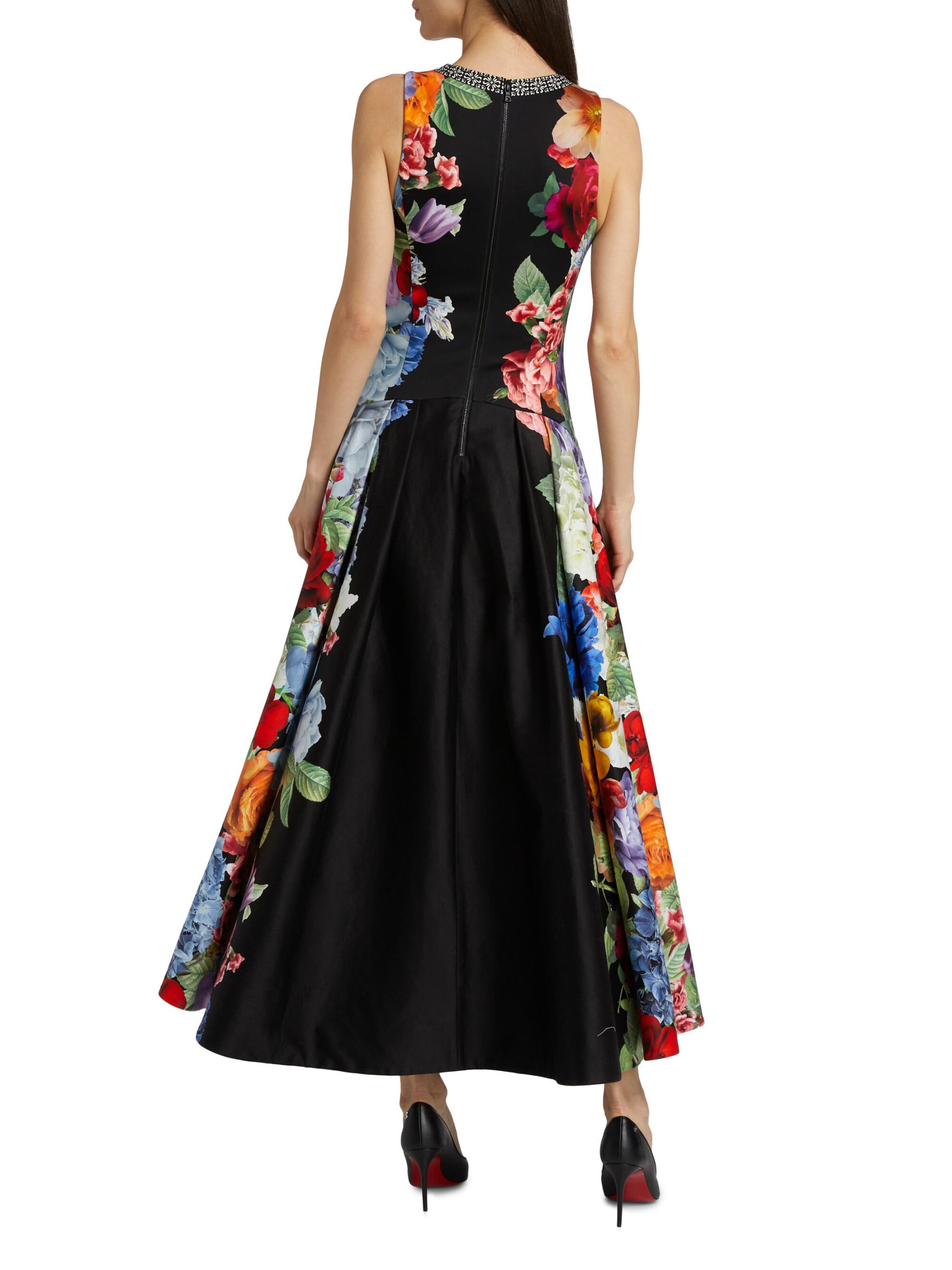 Shop Alice + Olivia - Adley Floral Stretch-Cotton Flared