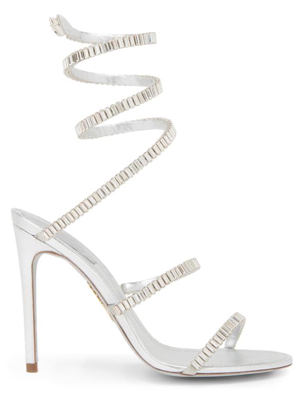 صندل ملفوف من الجلد مرصع بالكريستال 105 ملم