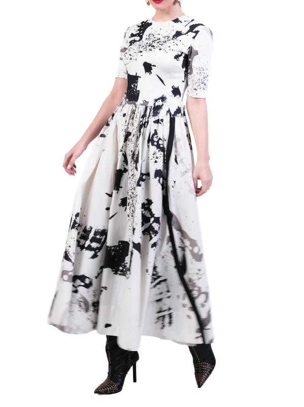 #4: فستان ماكسي من القطن القابل للتمدد بطبعة - متعدد الألوان