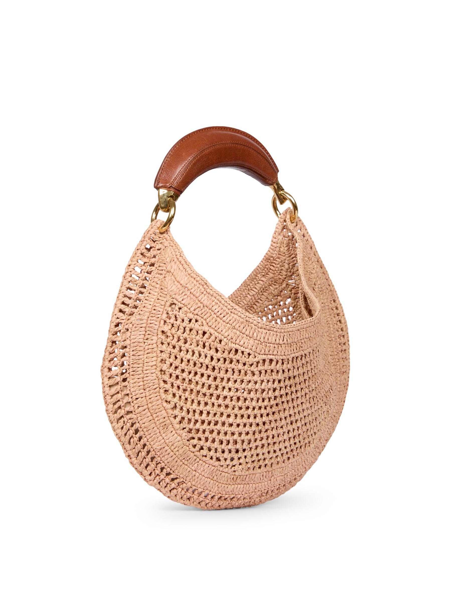 送料関税込【CHLOE】サマーバナナ かぎ針編み刺繍入りトート Chloé ラフィア製Summer Bananaトートバッグ の青色 | Chloé JP