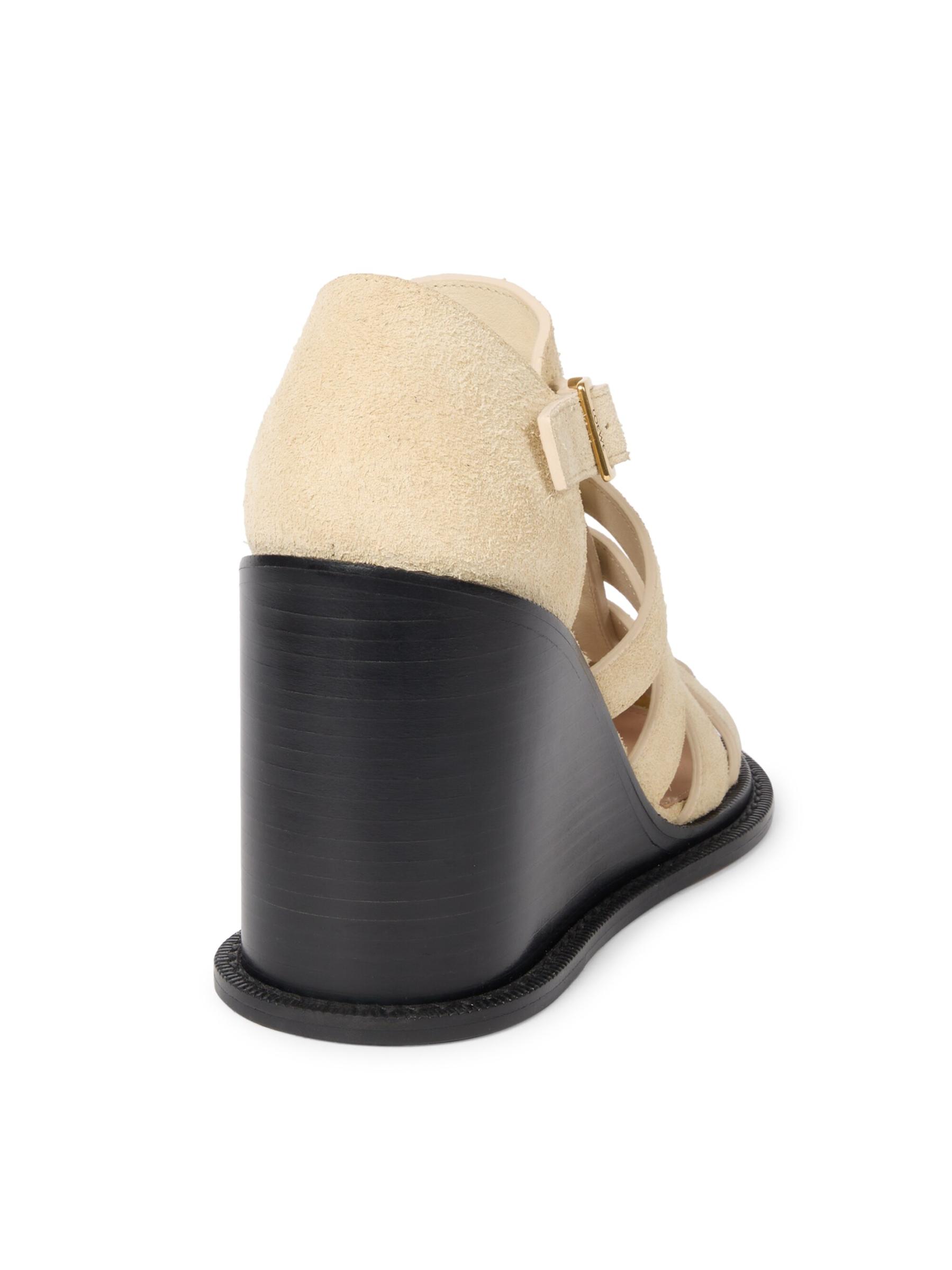 【LOEWE】カンポ カットアウト ブラッシュドスエード サンダル Loewe - カンポ 90MM ブラッシュド スエード ウェッジ サンダル