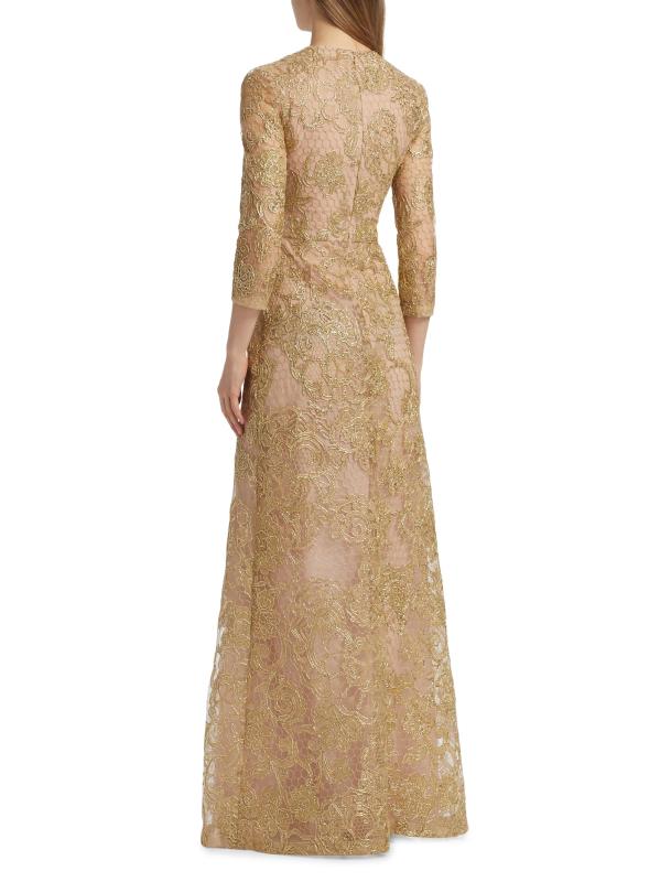 #4: فستان على شكل حرف A مطرز بالمعدن - الذهب