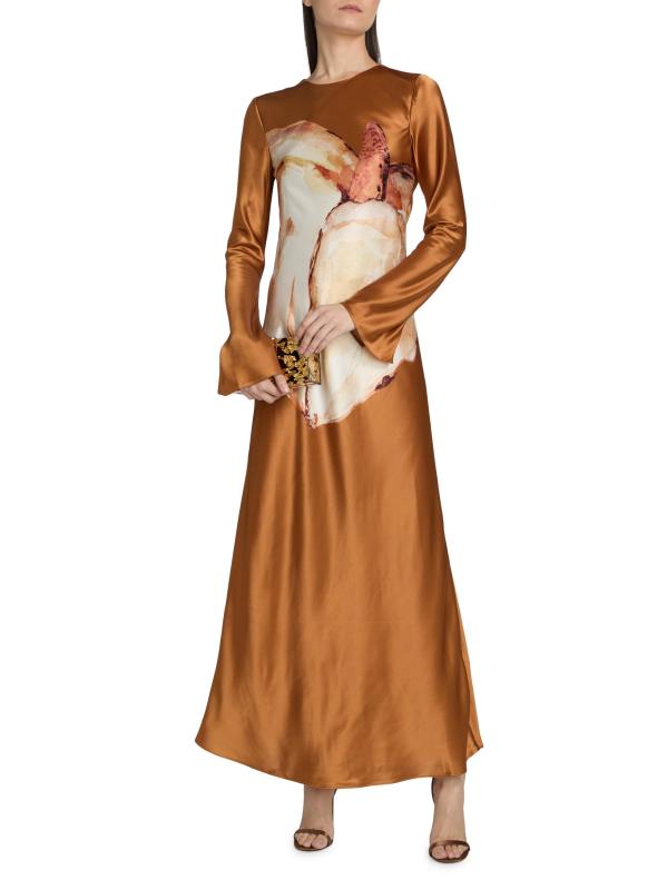 #2: فستان ماكسي ساتان من ويتونهيل أروم ليلي - زهرة الكراميل