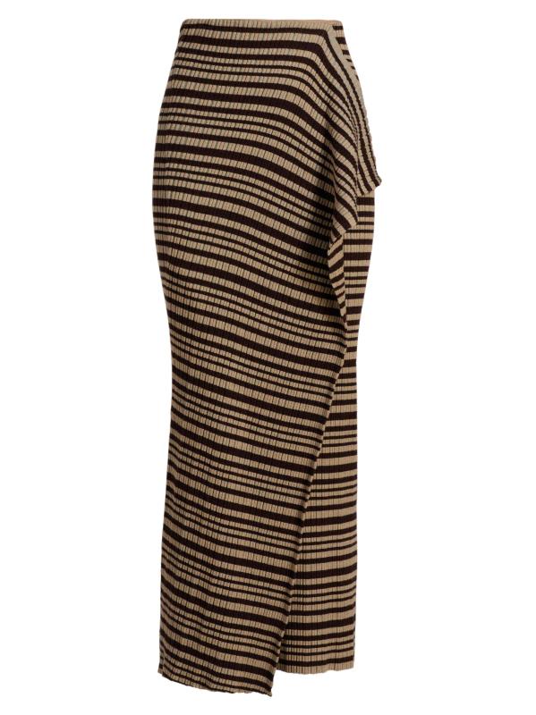 Grow Nitsa Striped Wool-Blend Midi-Skirt