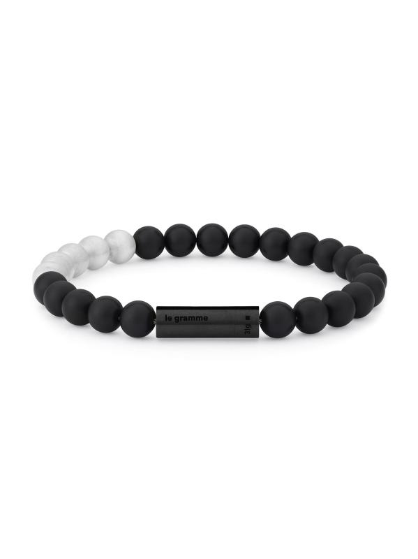 Unisex 31G Brushed Black Ceramic, Stainless Steel, 
Titanium Beaded Bracelet