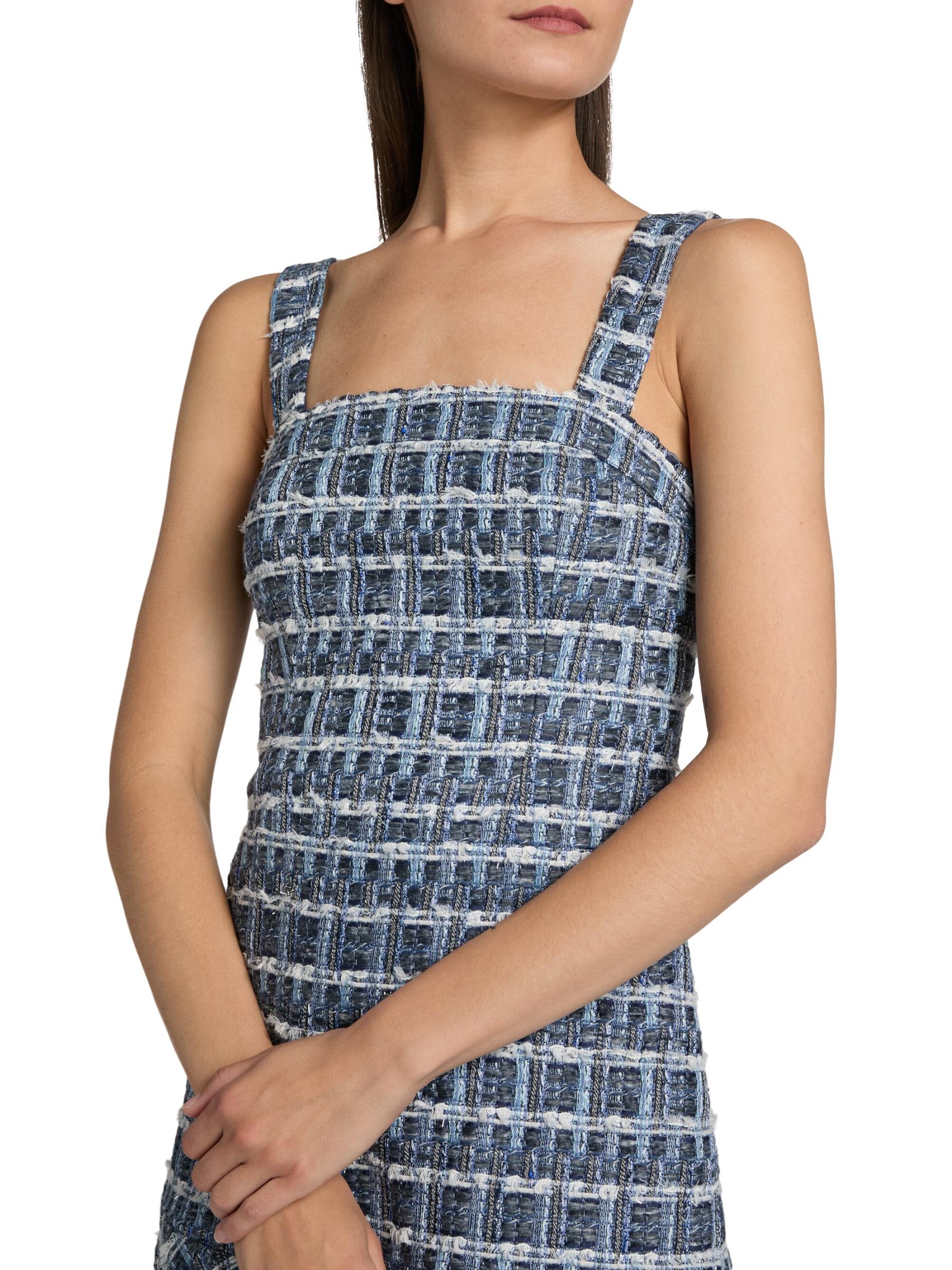 【Alice+Olivia】KAIDRA リネン ドロップウエスト ミニドレス Kaidra Square Neck Drop Waist Mini Dress In Natural/white