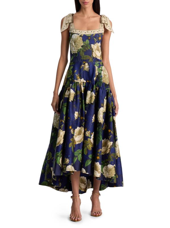 #2: فستان متوسط الطول على شكل حرف A من روزالي فلورال بوستير - توايلايت إيدن