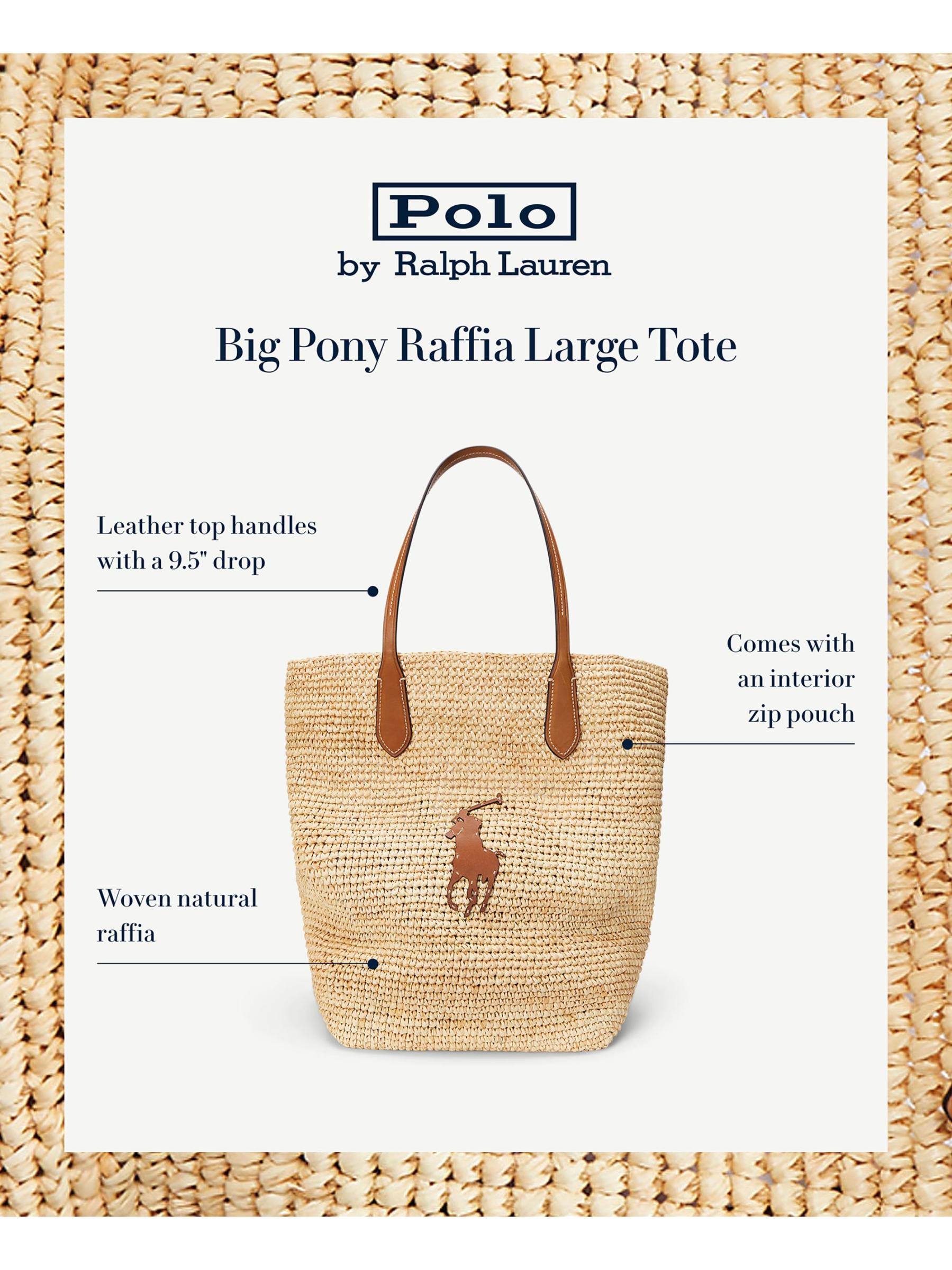 Shop Polo Ralph Lauren - Large Polo Raffia & Leather Tote Bag