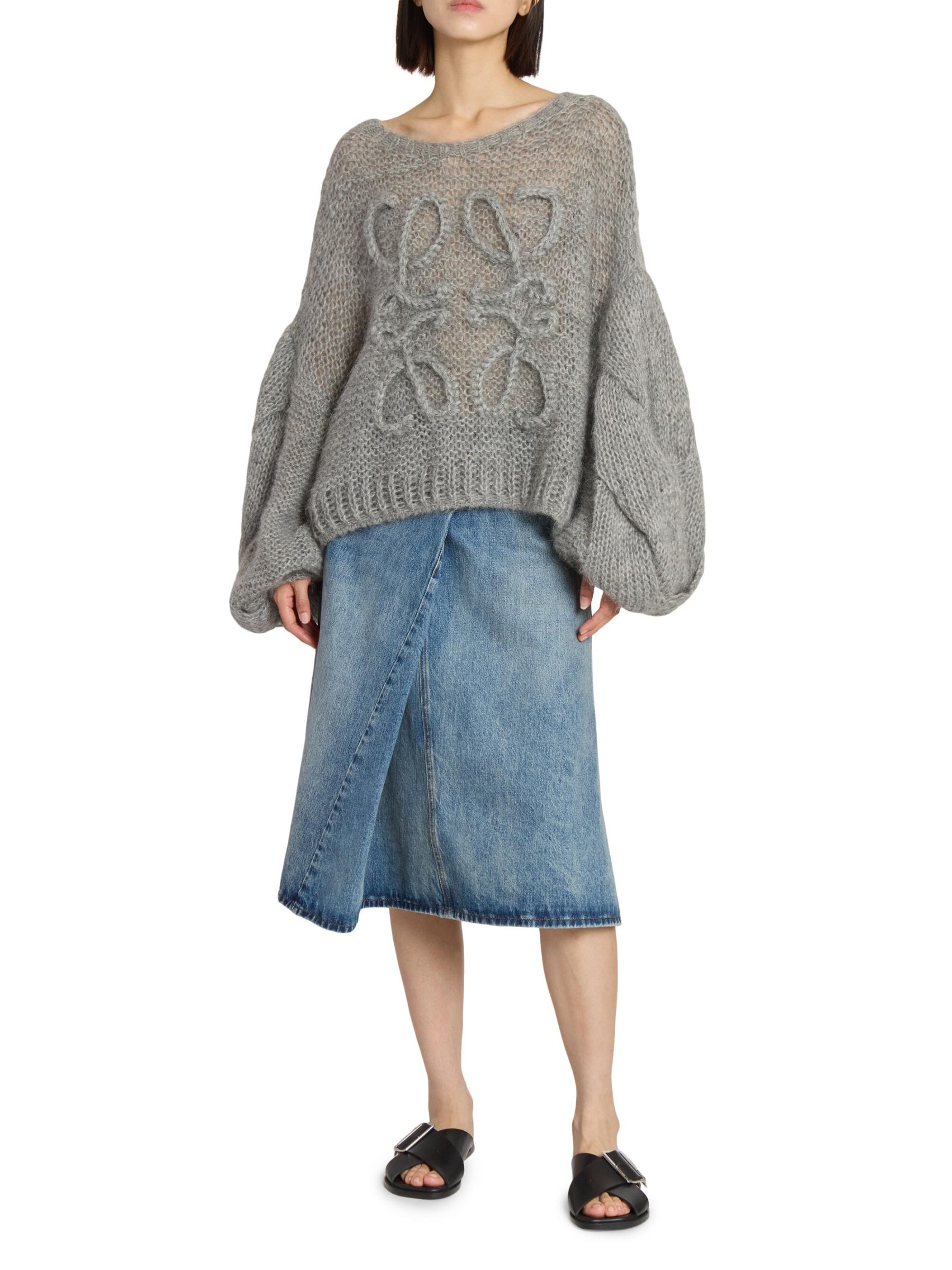 Shop Loewe - Deconstructed Denim Midi Skirt | Saks Fifth