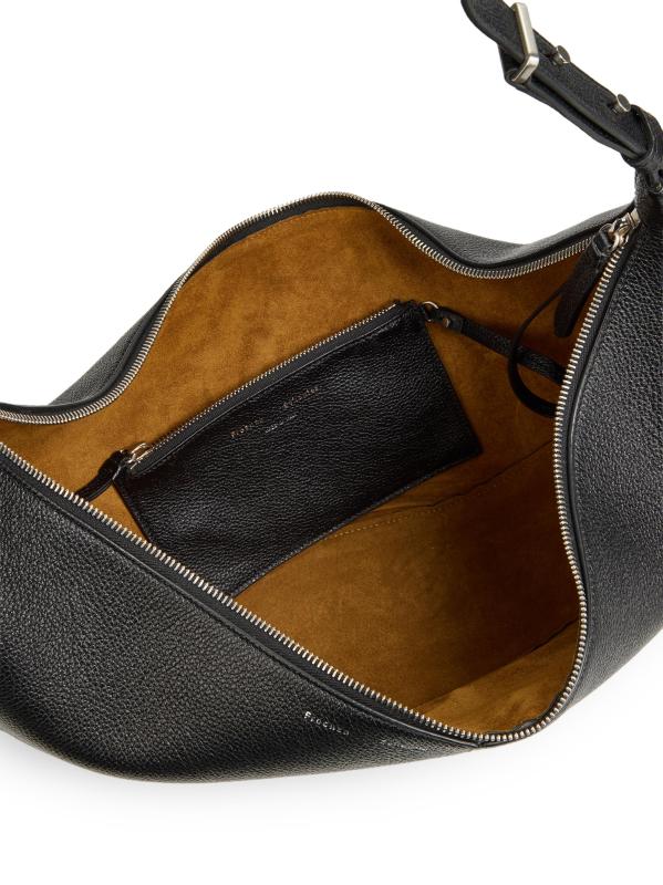 #5: حقيبة هوبو الجلدية المرصوفة بالحصى من سلايد - أسود