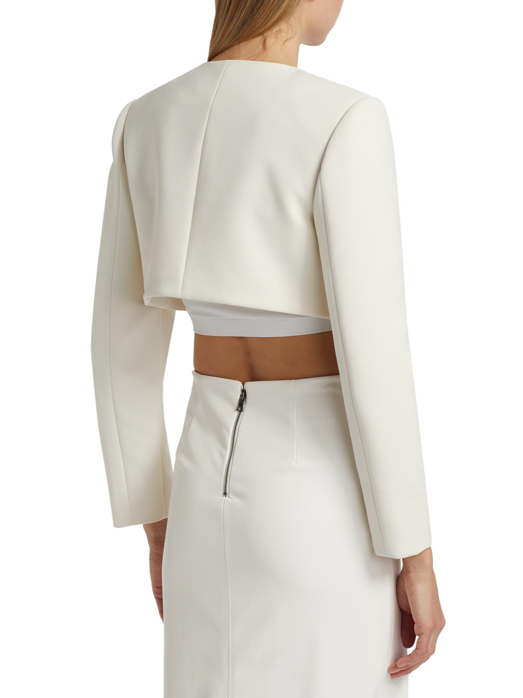 Shop Self-Portrait - 3D Sequin Crepe Cropped Jacket | Saks