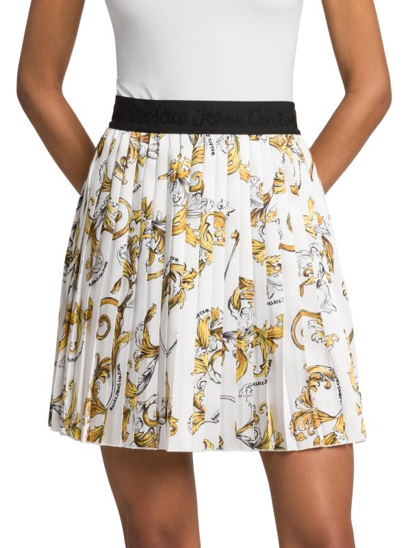 美品 VERSACE 現行タグ ミニスカート プリーツ バロック柄 Versace Jeans Couture - バロックロゴプリーツミニスカート を