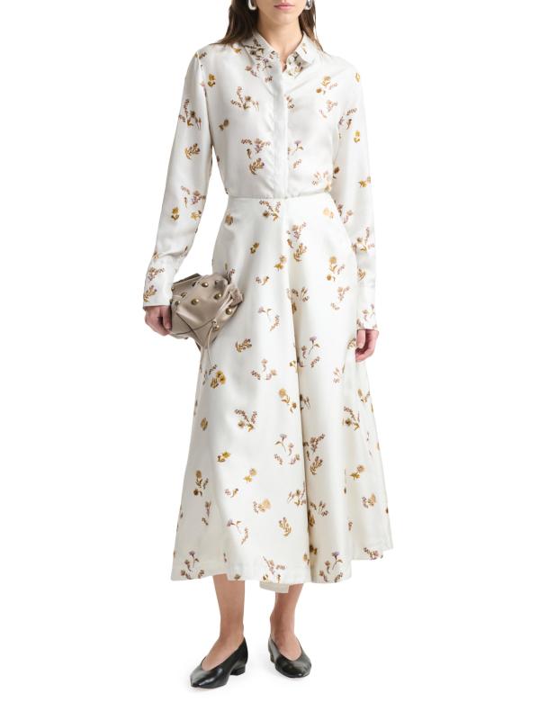 #5: تنورة متوسطة الطول من الحرير بنقشة الزهور من فاردا - المكاديميا