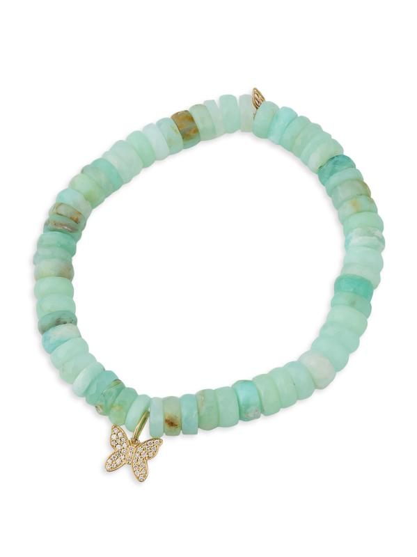 14K Yellow Gold, Peruvian Opal 
0.08 TCW Diamond Bracelet