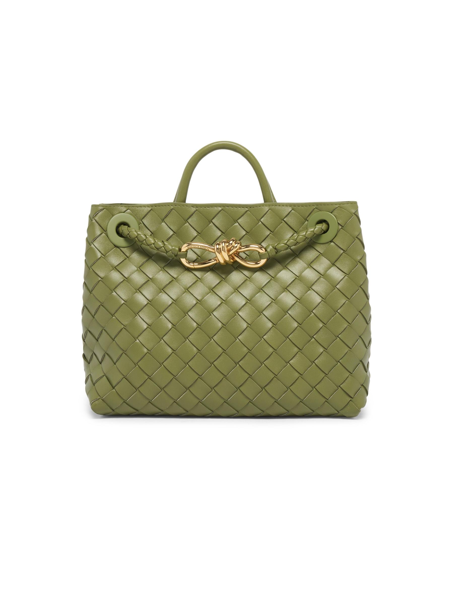 Shop Bottega Veneta - Small Andiamo Intrecciato Leather Top