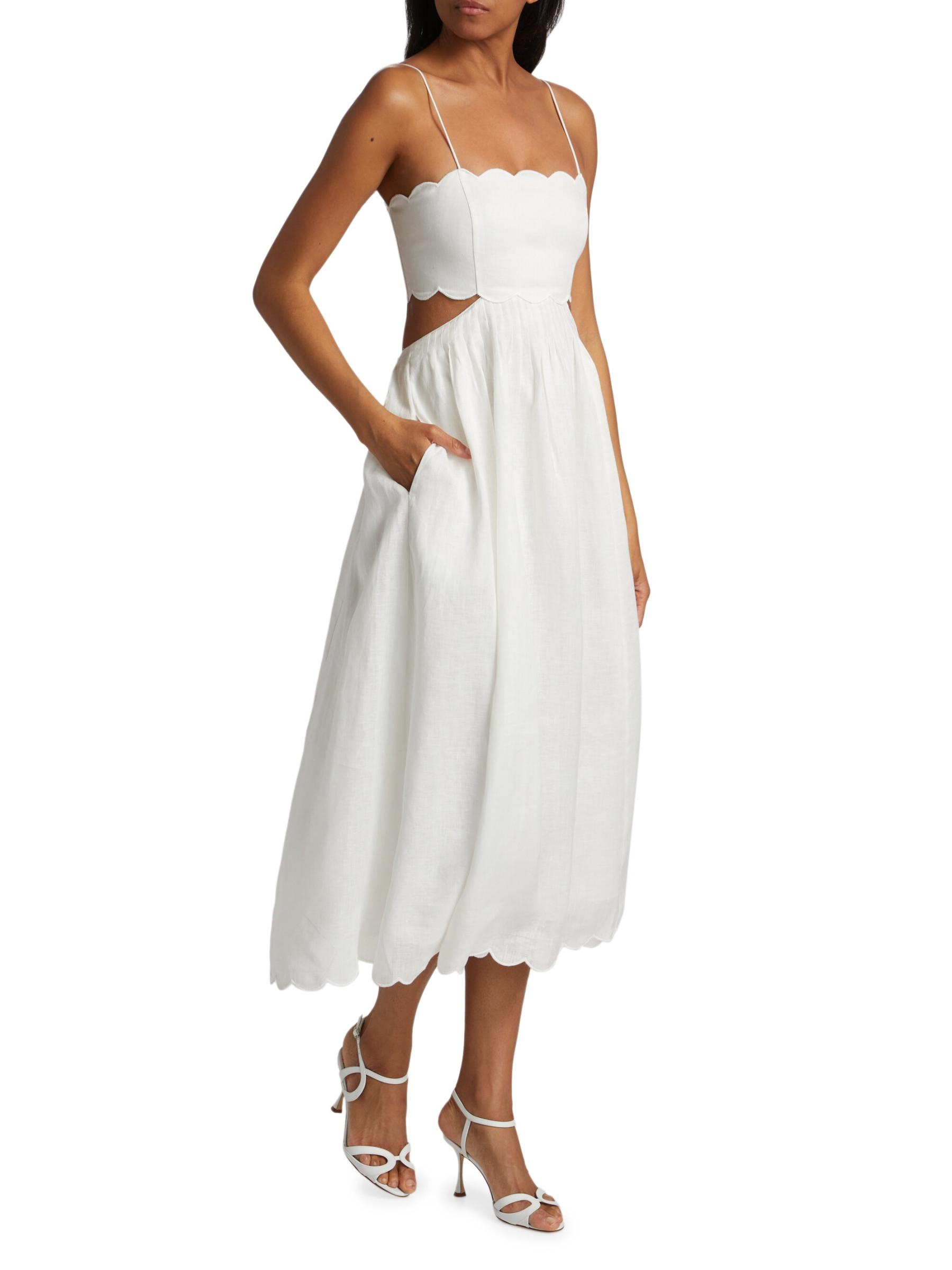 Shop Zimmermann - Rhiannon Scallop Linen Voile Midi-Dress