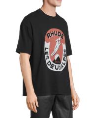 【関税込み】Rhude ブラック Les Deux Alpes Tシャツ Rhude Men's Les Deux Alpes T-Shirt in Vintage Black Rhude