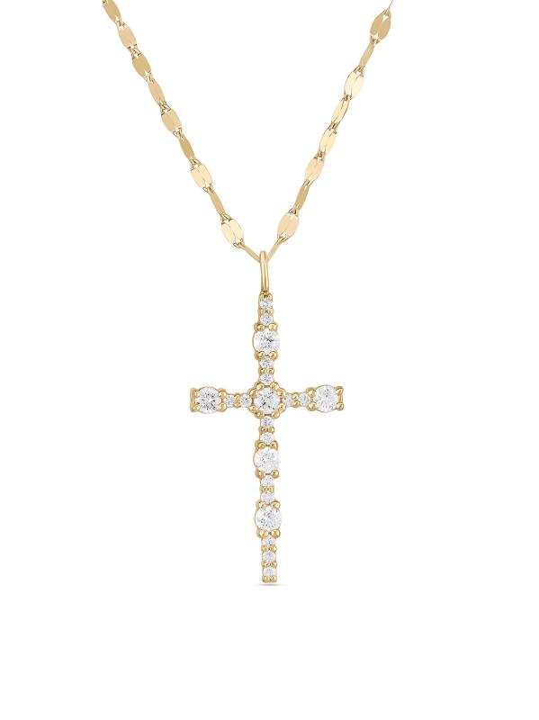 قلادة إيليفايد فلوليس إيفري كروس من الذهب الأصفر عيار 14 قيراطًا والألماس عيار 0.58 TCW