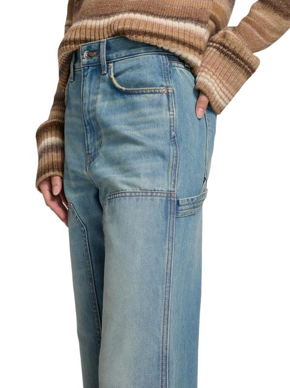 #5: بنطال جينز تايلور عالي الارتفاع بساق واسعة - الوهج الأزرق