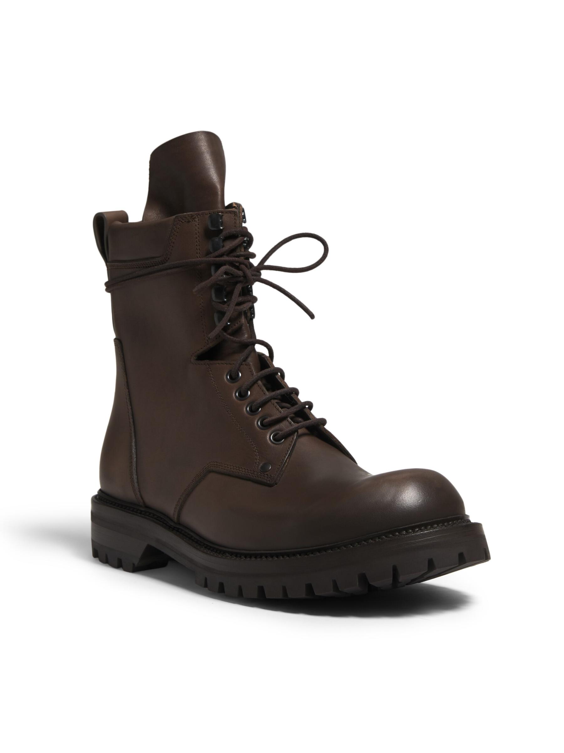 【RICK OWENS】ローアーミーボガンレザーブーツ Low army bogun レザーブーツ - Rick Owens - メンズ | Luisaviaroma