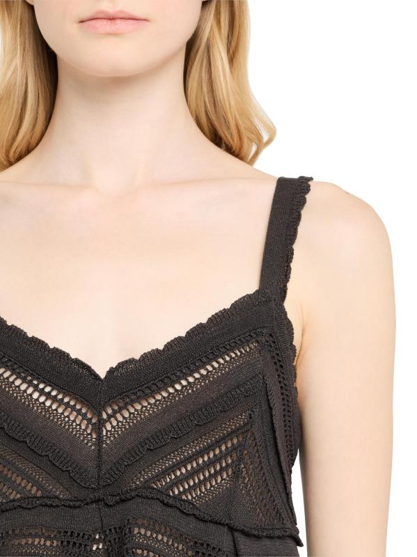 #4: تانك توب لاكي دانتيل محبوك - أسود