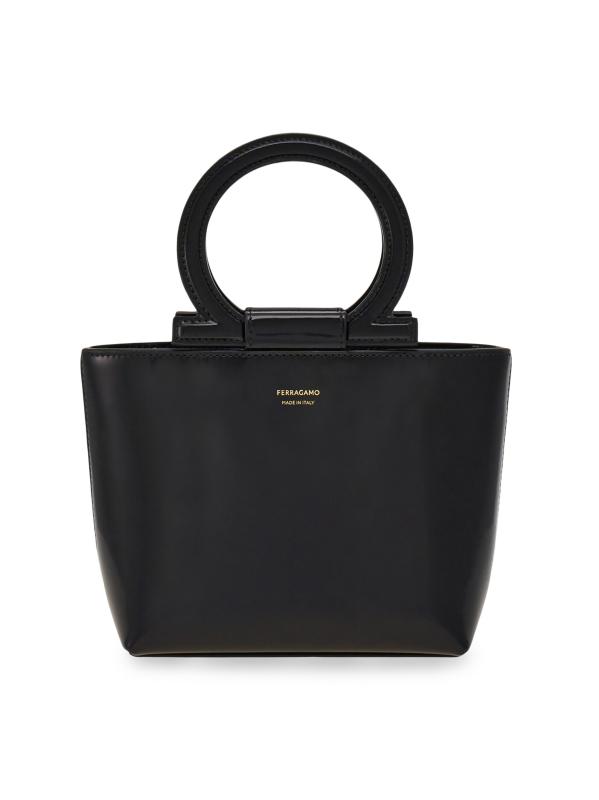 【匿名配送】【美品】Ferragamo ブラック レザートップハンドルバッグ 匿名配送】【美品】Ferragamo ブラック レザー トップハンドル