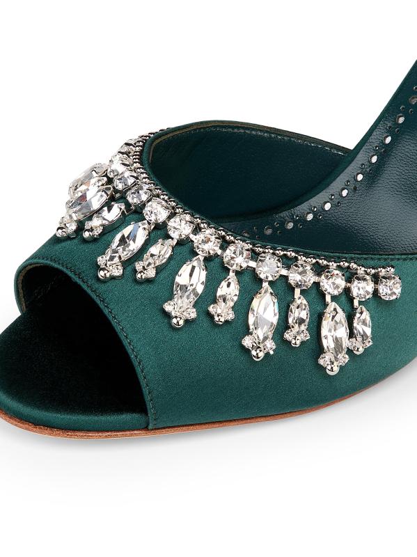 #6: بغال مرصعة بالكريستال من توليمو - أخضر داكن