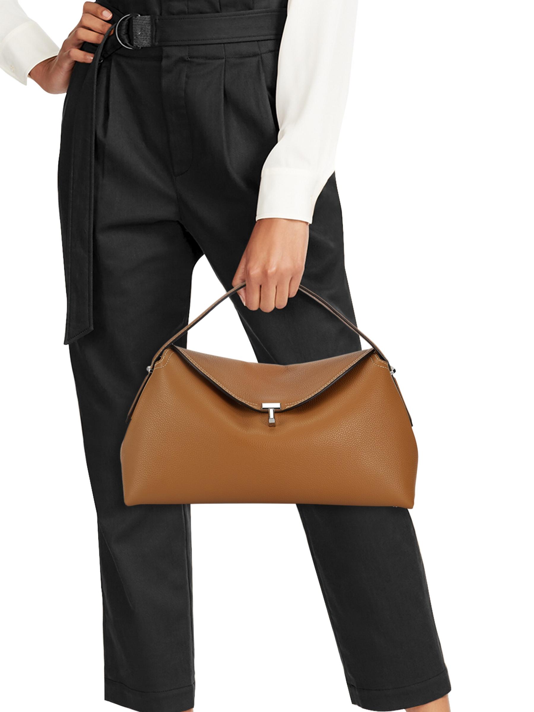 【TOTEME】Tロックレザートップハンドル バッグ エレガント T-Lock leather top handle black – TOTEME