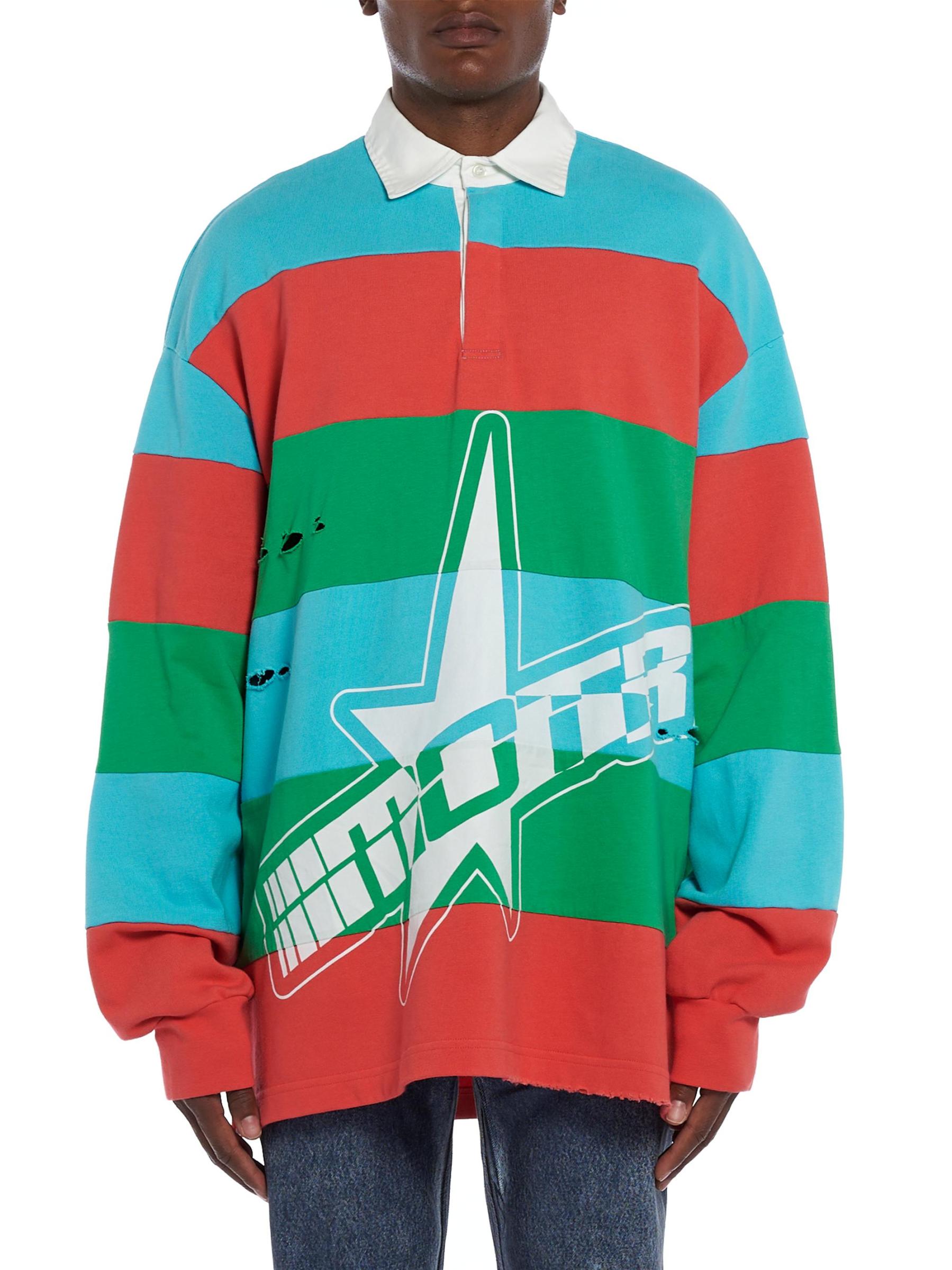 Members of the Rage - ストライプ・コットン・ディストレスド・ロング