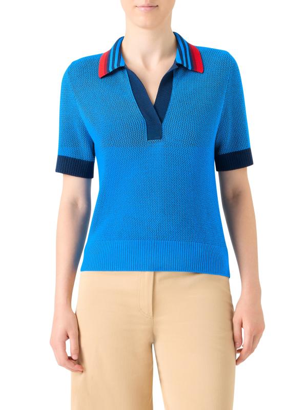 #2: بلوزة بولو من الصوف المقلّم - أزرق كوبالت متعدد