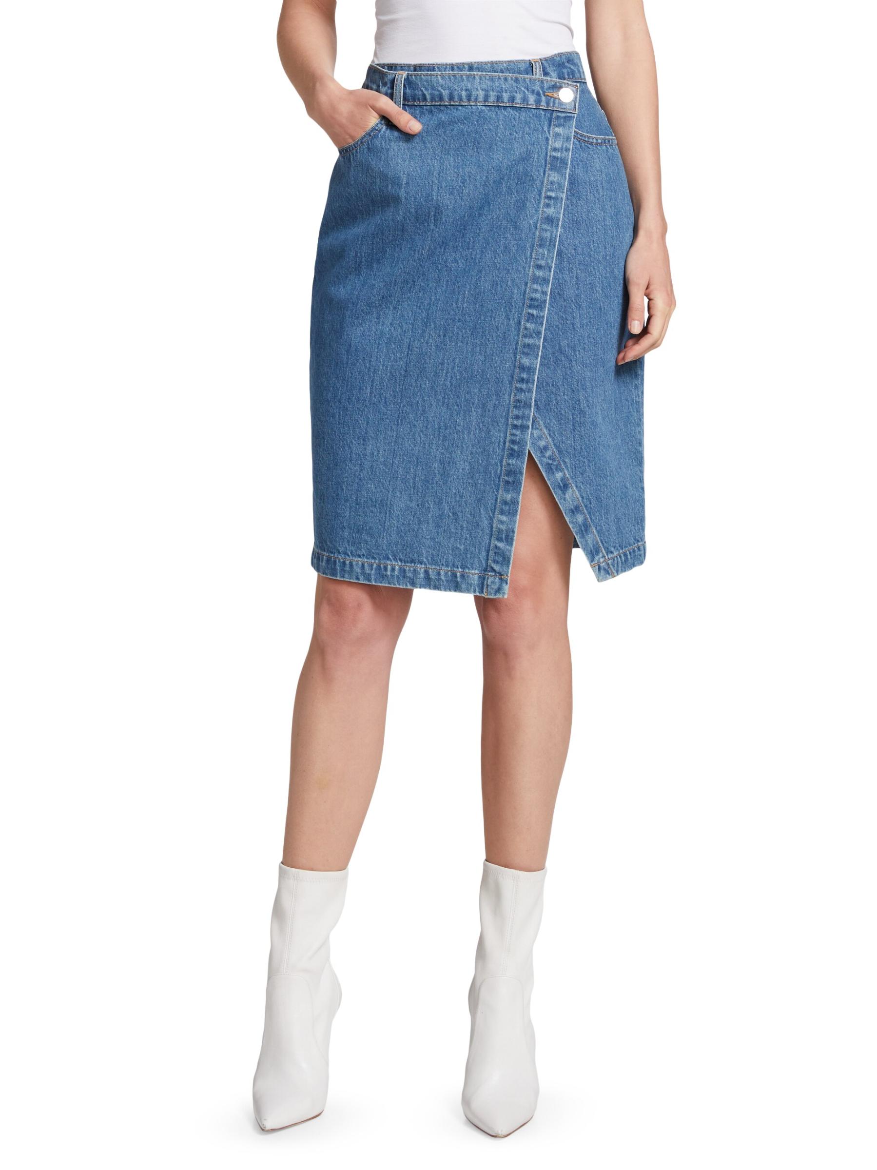 Shop Derek Lam 10 Crosby - Aine Asymmetrical Denim Skirt