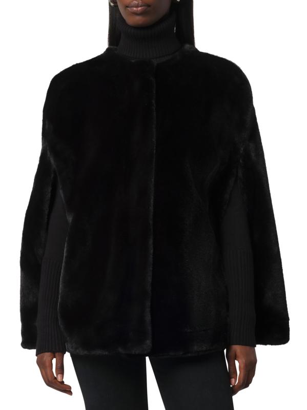 #2: كاب من الفرو الصناعي بطبعة Sloane - أسود