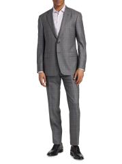 ジョルジオアルマーニ　グレー シングルブレスト スーツ　美品　ウール混　L Giorgio Armani - チェック柄ウール混シングルブレスト・スーツ