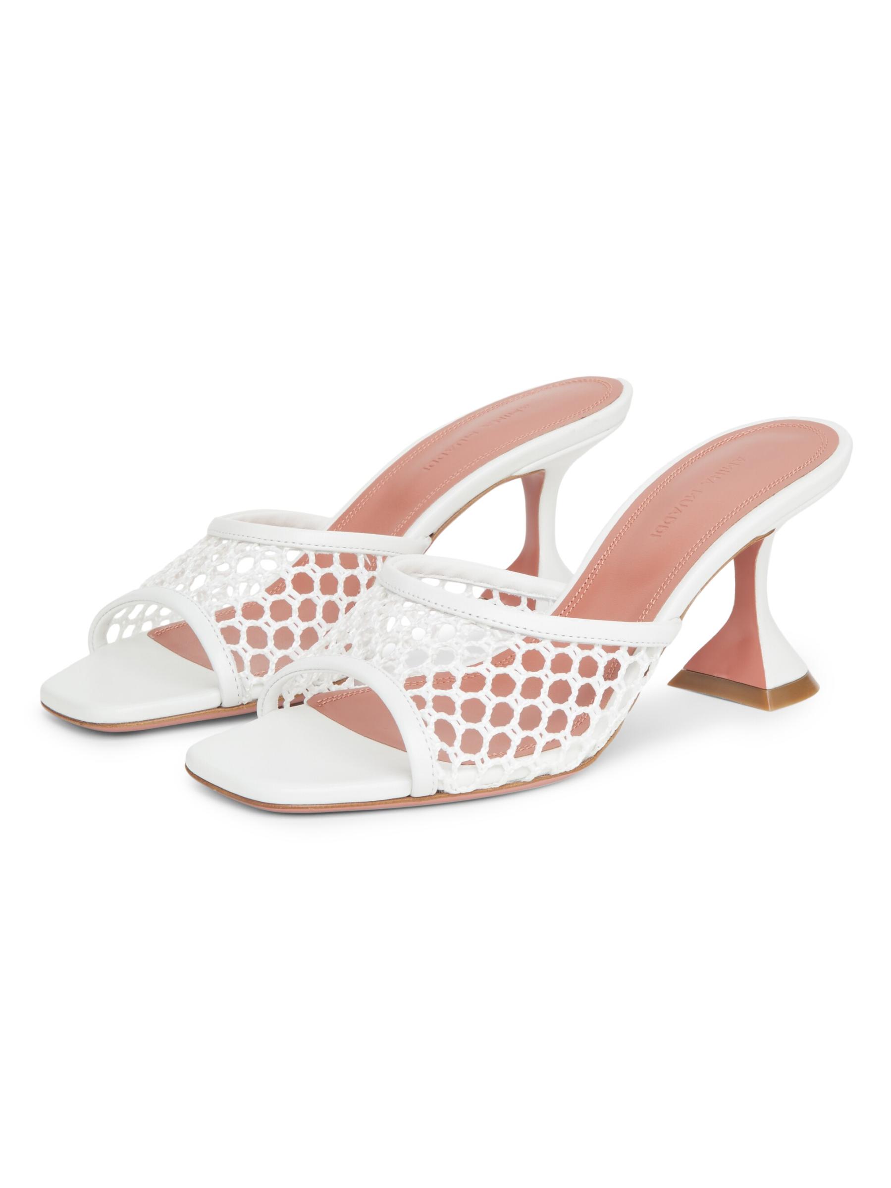 Shop Amina Muaddi - Lupita 70MM Mesh & Leather Mules | Saks