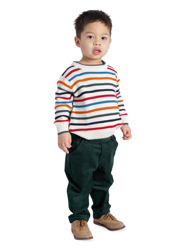 #2: سترة قطنية مخططة للأطفال والصبي الصغار - أبيض