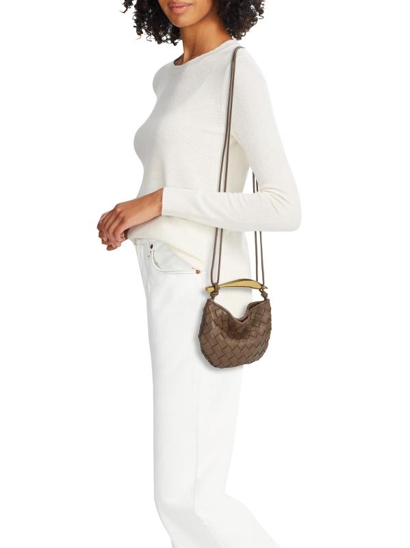 #2: حقيبة كتف صغيرة من الجلد المجدول من السردين - رمادي داكن