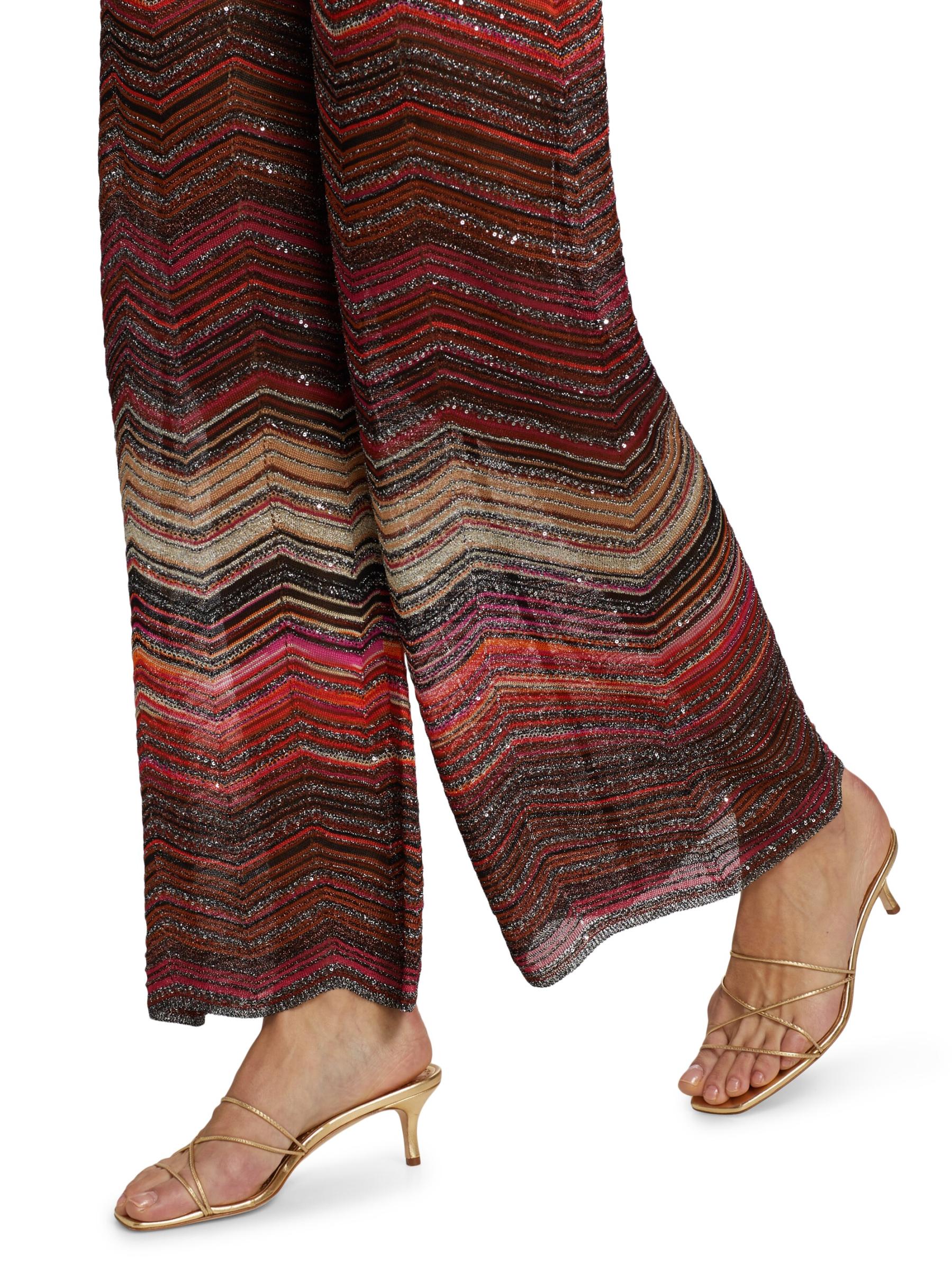 MISSONI★素敵！メタリックな輝きが映えるクロシェ編みパンツ MISSONI メタリッククロシェニット パンツ ストライプ柄 | NET-A