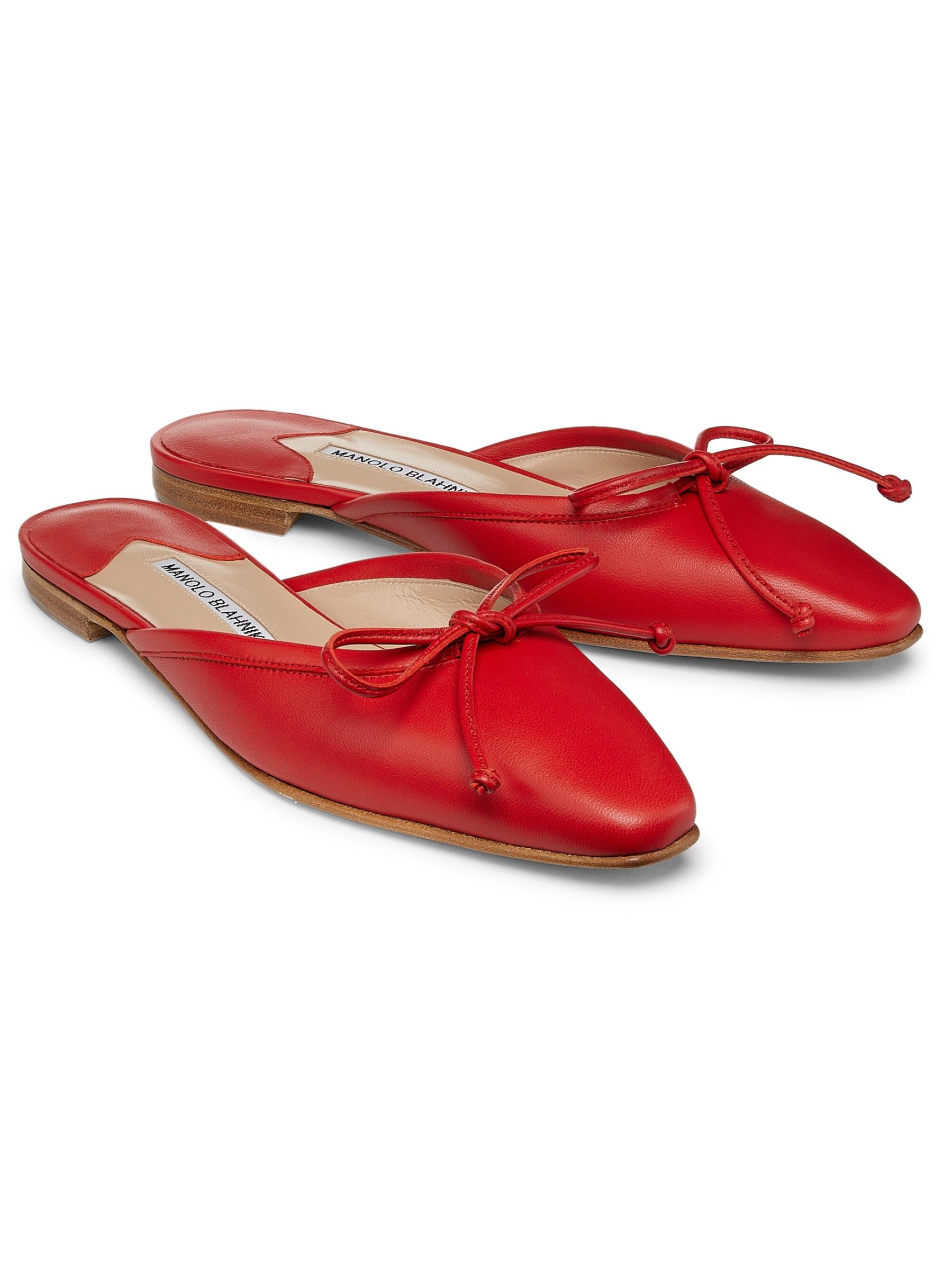 MANOLO BLAHNIK マノロブラニク バレリム レザー ミュール Manolo Blahnik - バレリム・リボンディテールレザーフラット