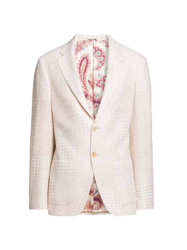 سترة محبوكة من مزيج الصوف المرقع بنقش J-Cream