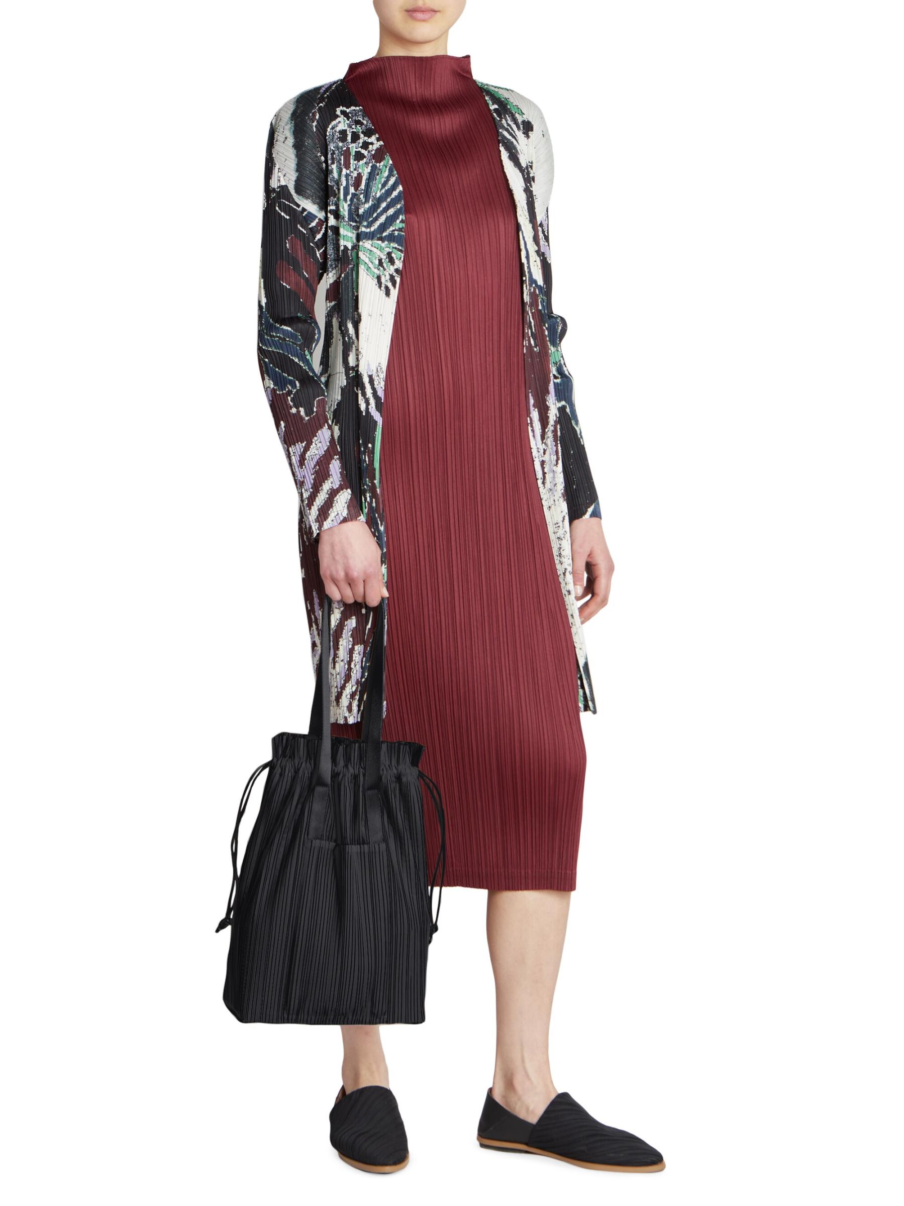 Pleats Please Pleated Drawstring-closure Woven Tote Bag in 3