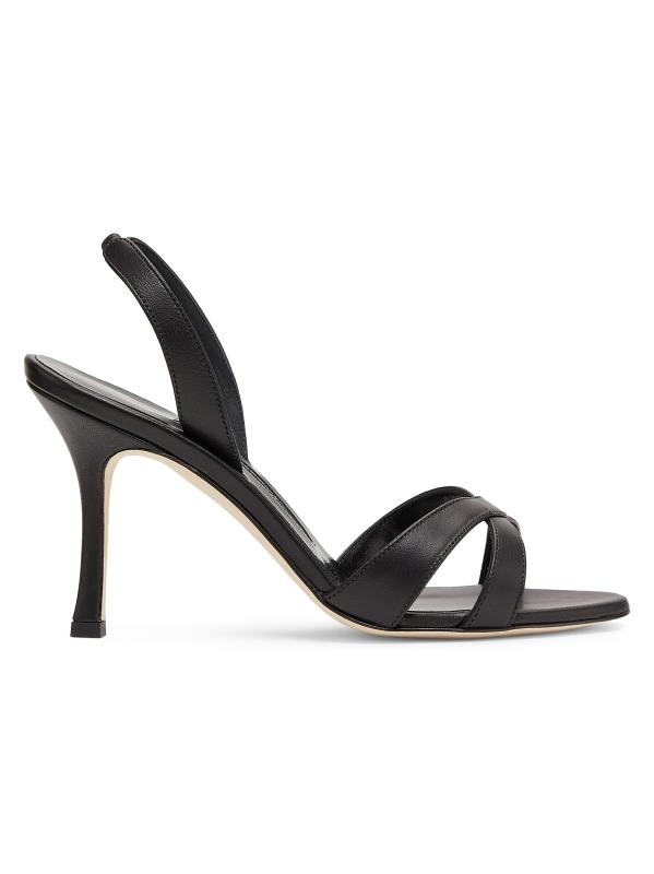 ◇【マノロブラニク】ブラックカラーレザー＆レースミュール23㎝◇ 別注】＜MANOLO BLAHNIK＞BALLERIMU ミュール