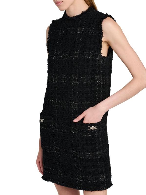 #5: فستان تويد شيفت من مزيج القطن - أسود
